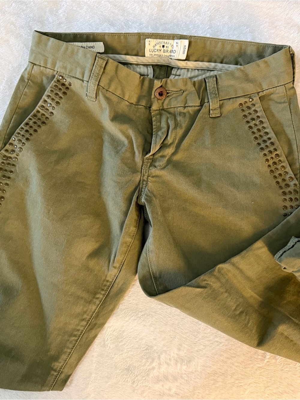 Lucky Brand Women’s Olive Sienna Chino Pants with Stud Accents